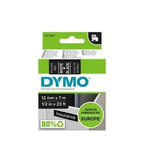 Dymo Original Schriftband, Dymo, 45021, S0720610, weiss Druck/schwarz Unterl., 7m, 12mm, D1